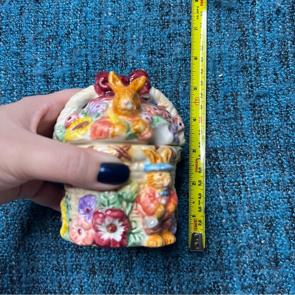 Vintage Merc Asia 1999 Garden Party Ceramic Sugar Dish Bunny Rabbit Floral - Picture 6 of 7